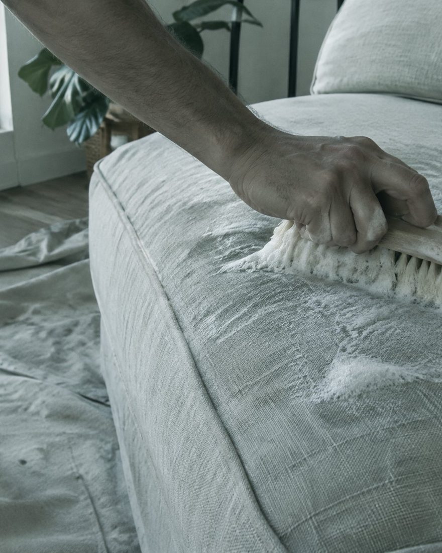 brushing a cushion